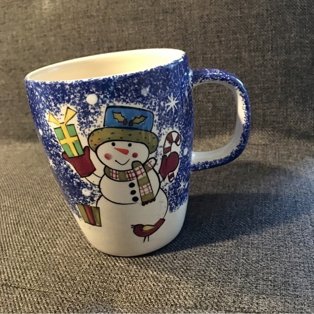 Coffee Mug Blue White 12 oz